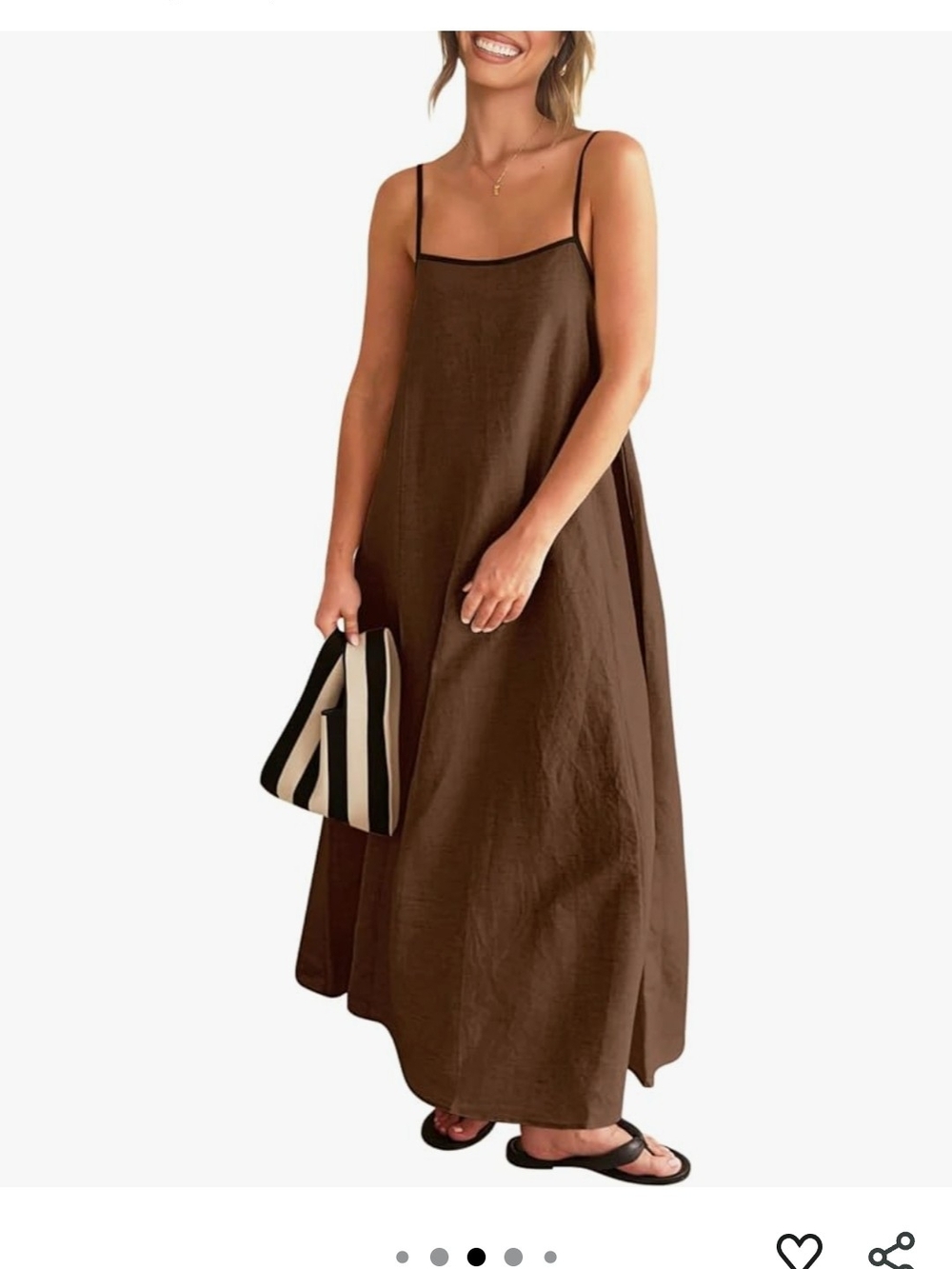 Amazon Women's Chocolate Brown Spaghetti-Strap Maxi Dress
